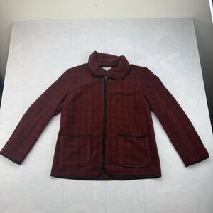 Orvis Women's Full Zip Sweater Jacket Red Black Size Large